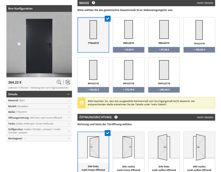Eingangs Haustüren individuell geplant Türenkonfigurator
