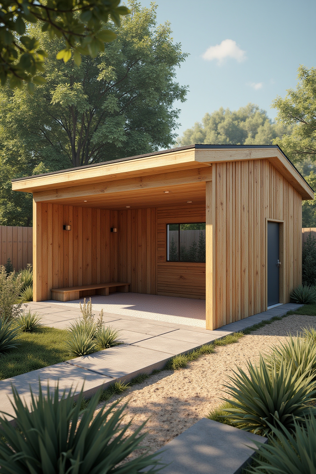 Holzkonstruktion des Carports Schritt für Schritt