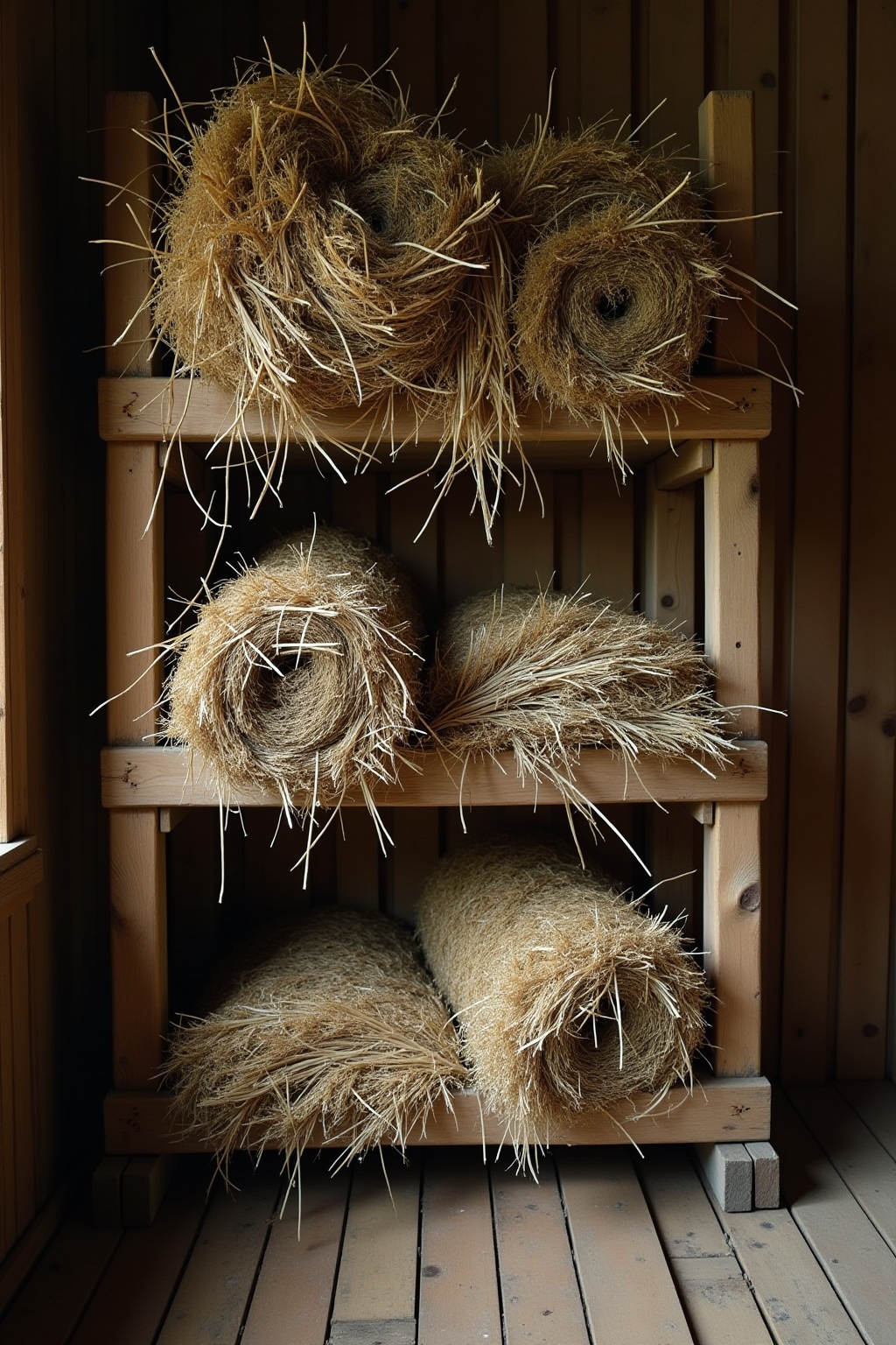 Nachhaltige Heuraufen aus recycelten Materialien wie Holzpaletten
