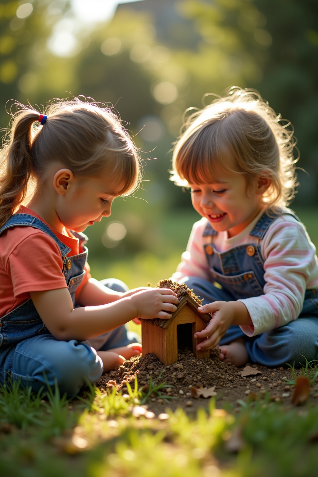 Kinder bauen gemeinsam ein Insektenhotel und lernen über Insekten