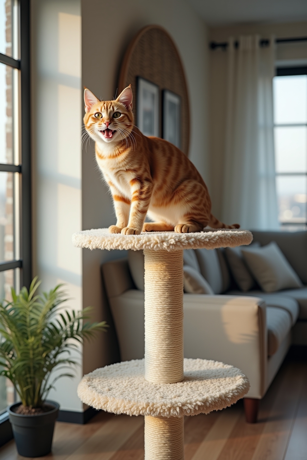 Selbstgebauter Katzenbaum als Kletterparadies für die Katze