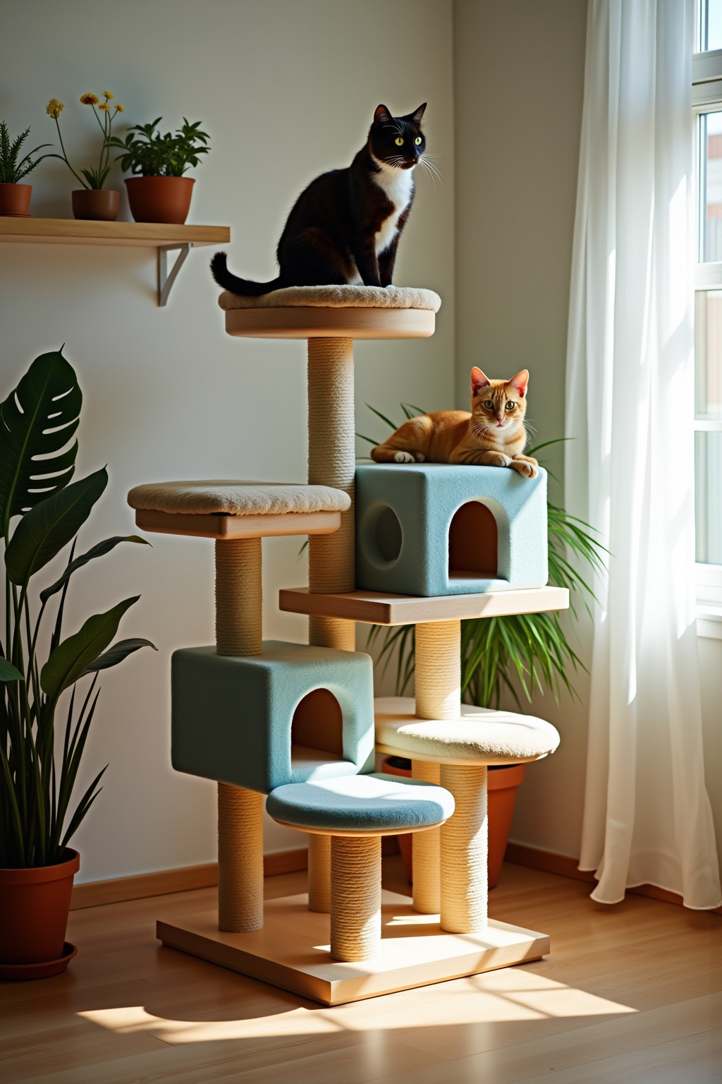 Kreative Katzenbaum-Designs mit Höhlen, Plattformen und Liegeflächen