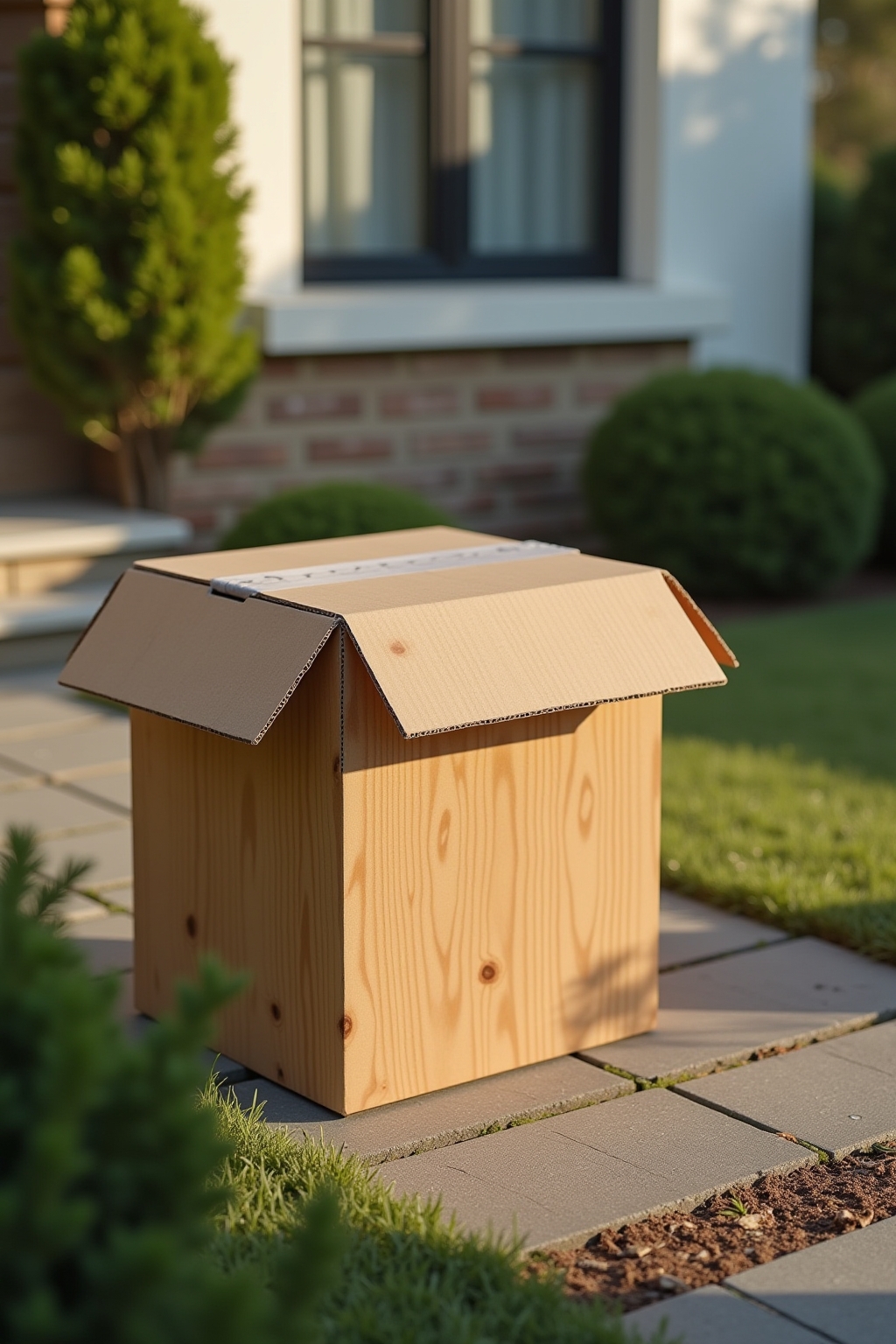Selbstgebaute Paketbox aus Holz für sichere Paketzustellung