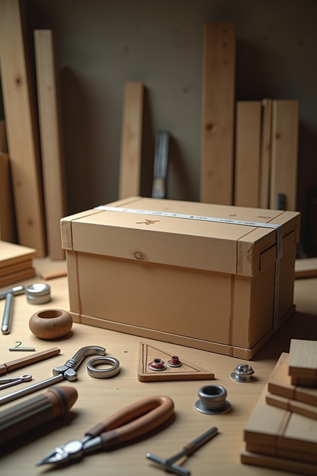 Materialien und Werkzeug für den Bau einer wetterfesten Paketbox