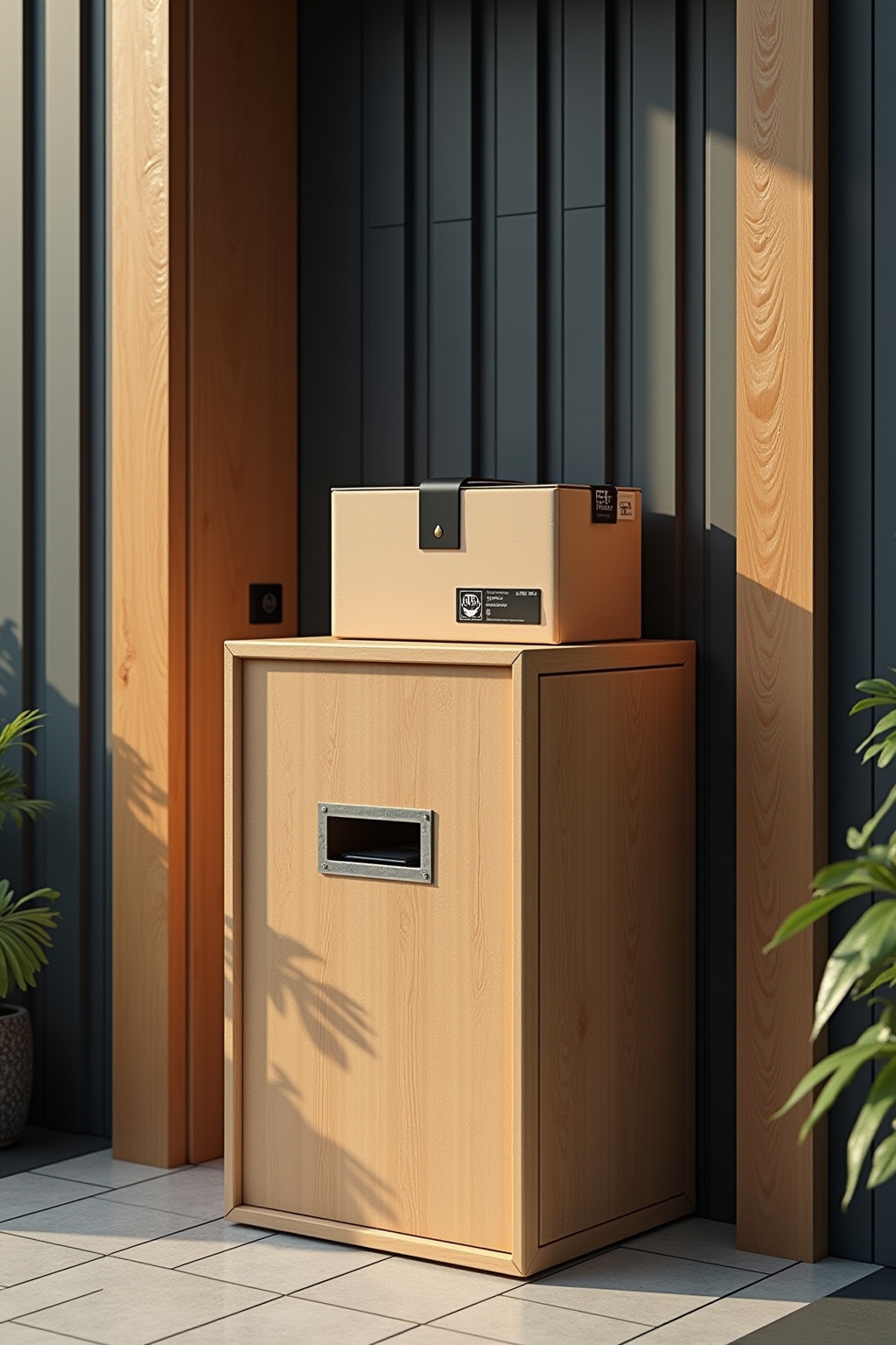 Gestaltungsideen für eine selbstgebaute Paketbox am Hauseingang