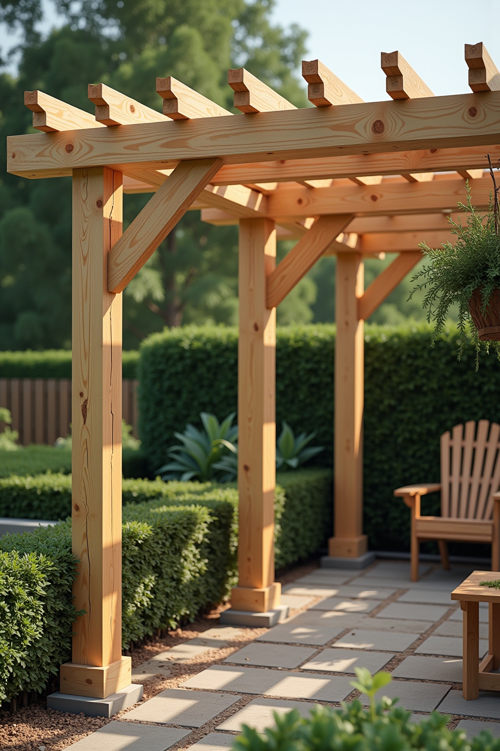 Selbstgebaute Pergola aus Holz im Garten als Komplettleitfaden