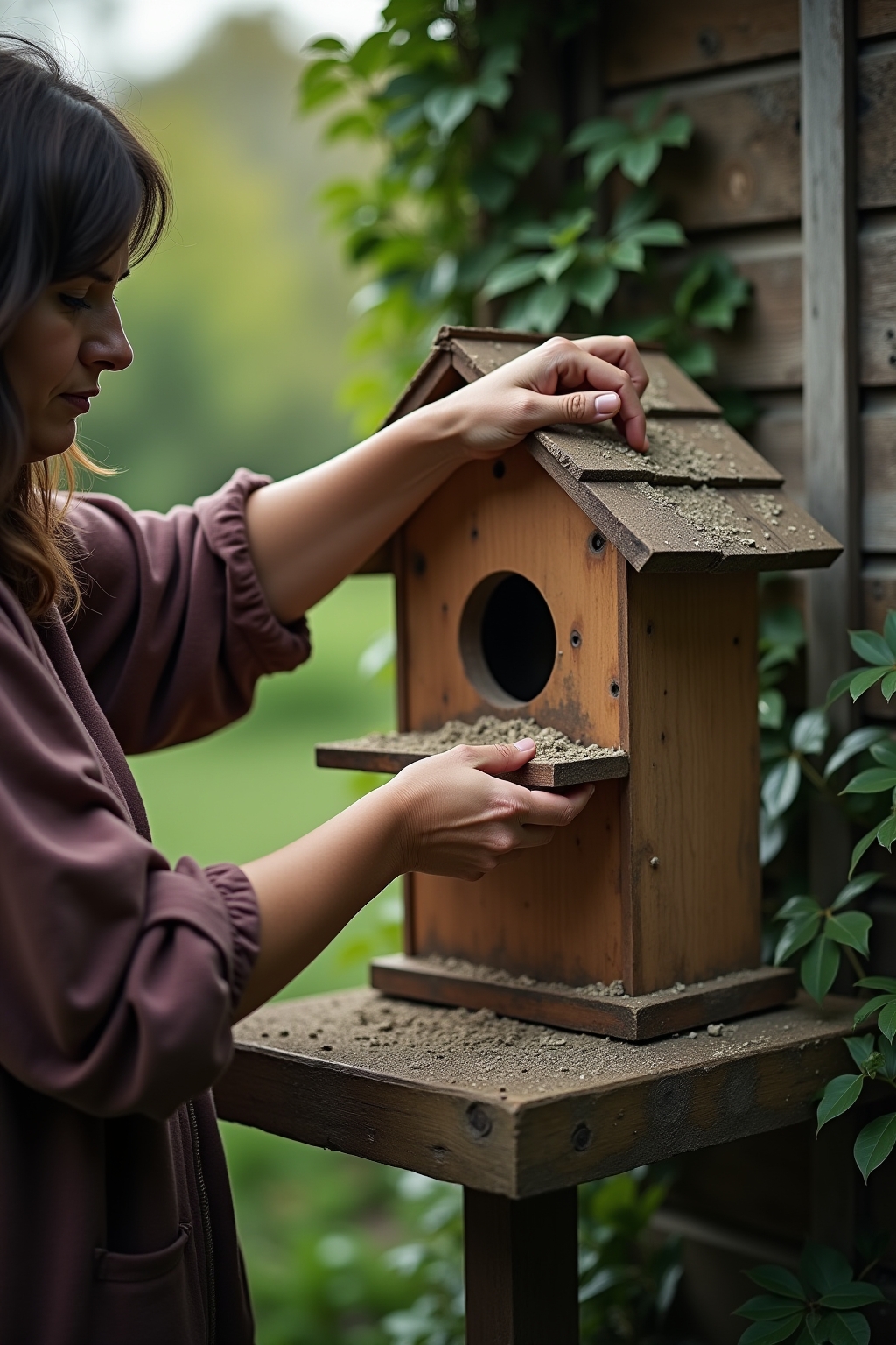 Reinigung und Pflege eines selbstgebauten Vogelhauses