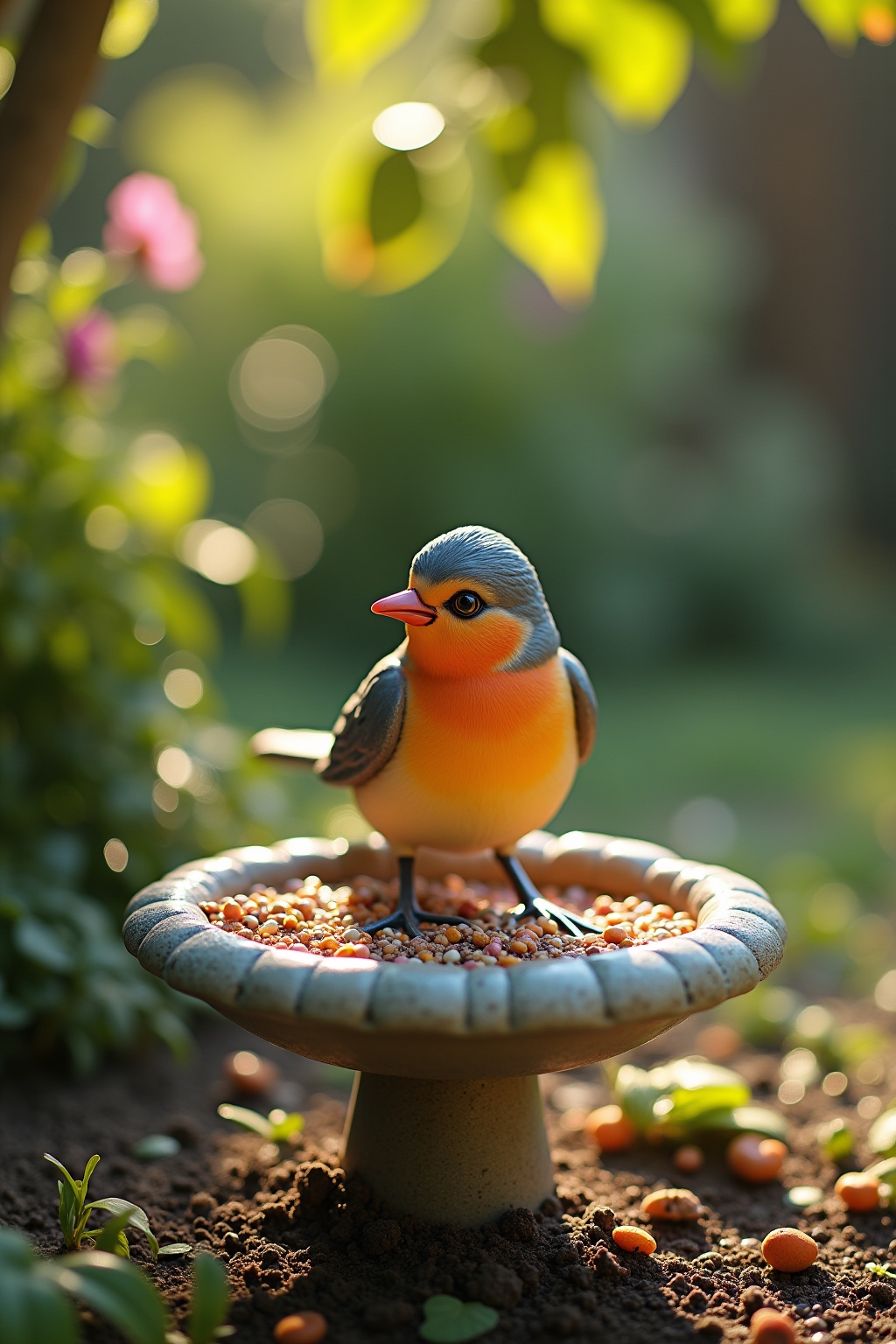Selbstgebaute Vogeltränke als DIY-Idee für den Garten
