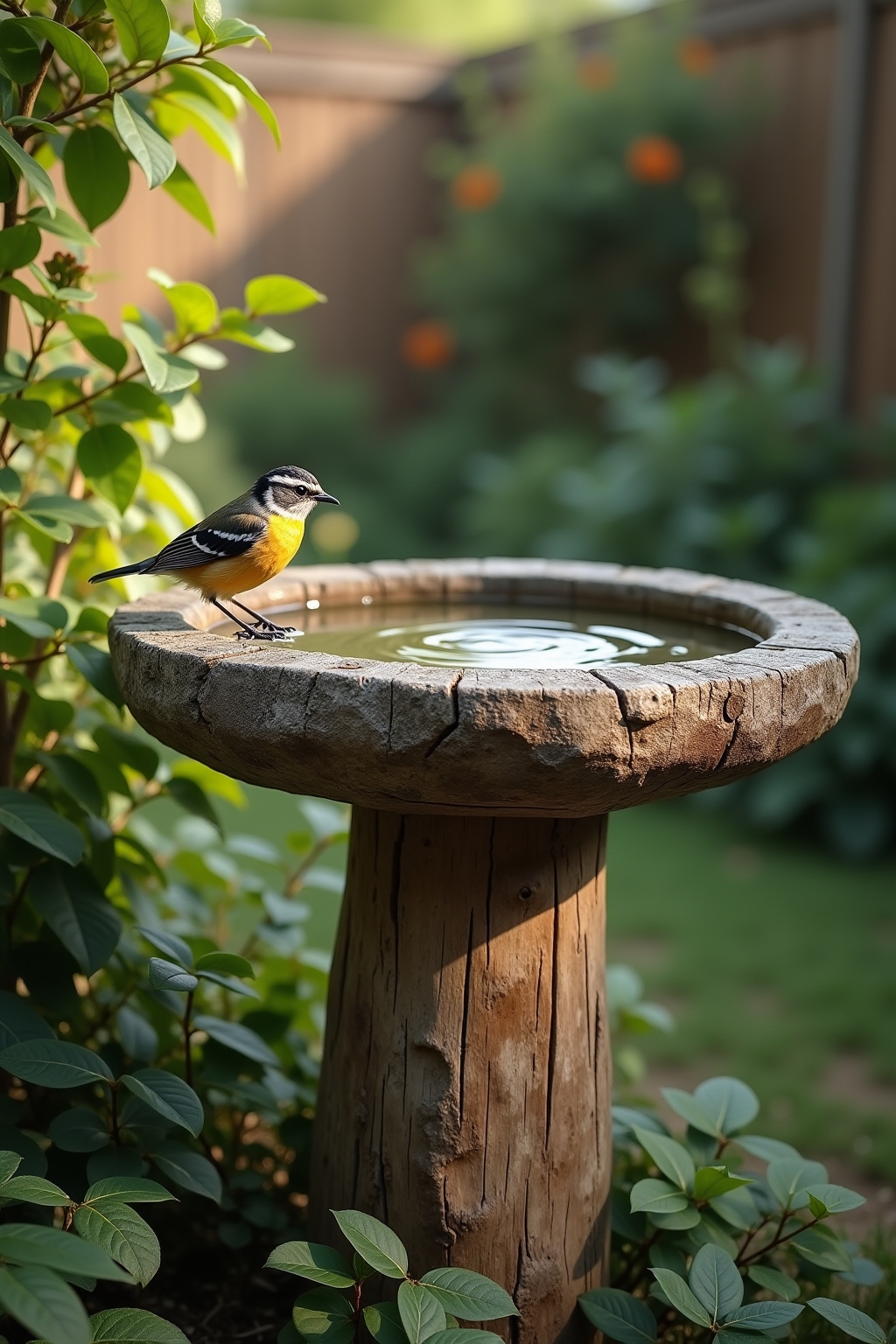 Nachhaltige Vogeltränke aus Naturmaterialien